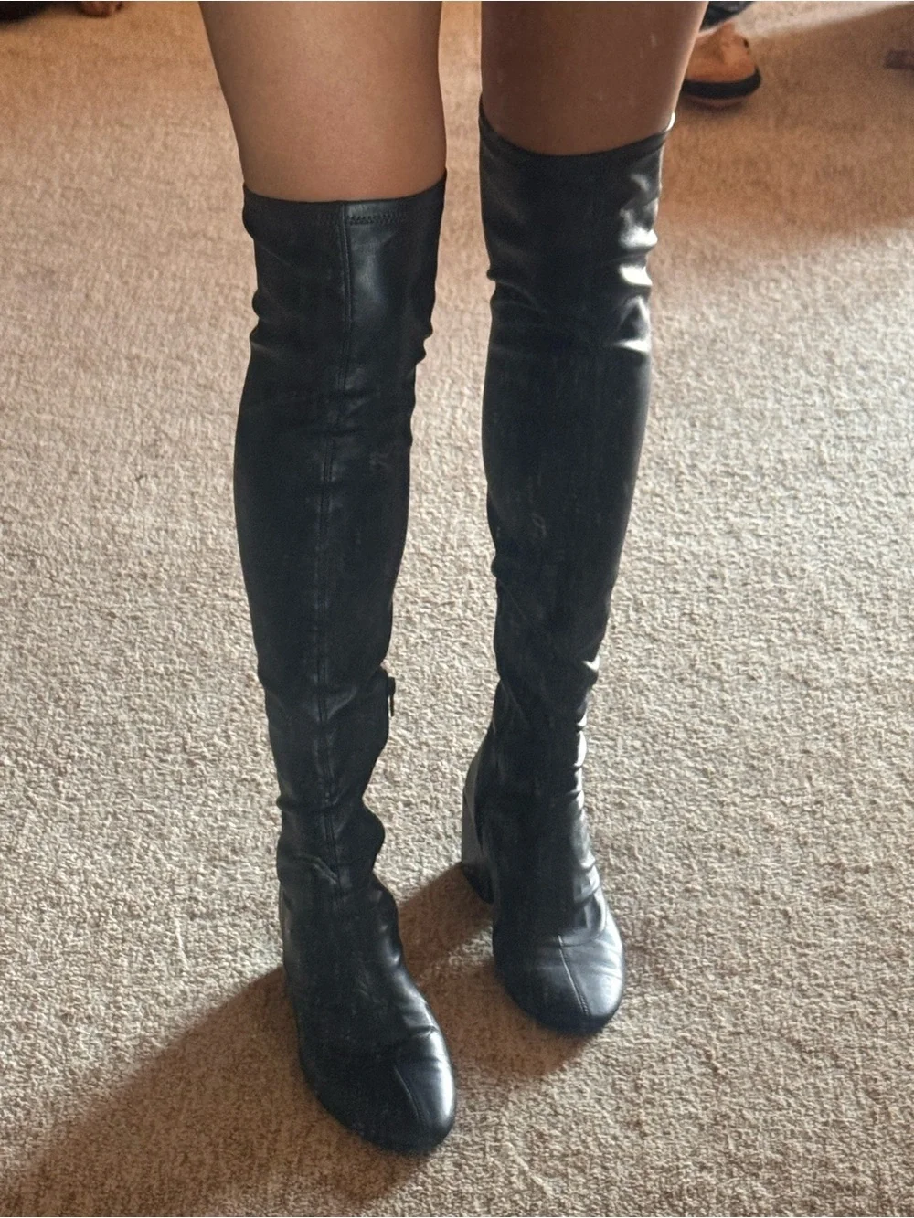 Women's Over-the-Knee Black Leather Boots